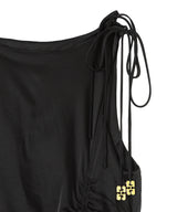 Solid Satin Gathered Long Dress-GANNI-Forget-me-nots Online Store