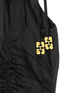 Solid Satin Gathered Long Dress-GANNI-Forget-me-nots Online Store