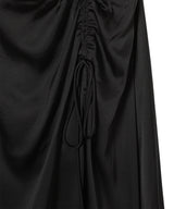 Solid Satin Gathered Long Dress-GANNI-Forget-me-nots Online Store
