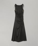 Solid Satin Gathered Long Dress-GANNI-Forget-me-nots Online Store
