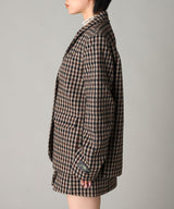 Check Wool Mix Oversized Blazer-GANNI-Forget-me-nots Online Store