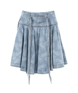 <Archive Sale>Blue Allover Printed Flare Denim Long Sk-WE11DONE-Forget-me-nots Online Store