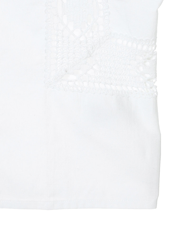 Regenerated Household Linen Cropped Shirt-Marine Serre-Forget-me-nots Online Store