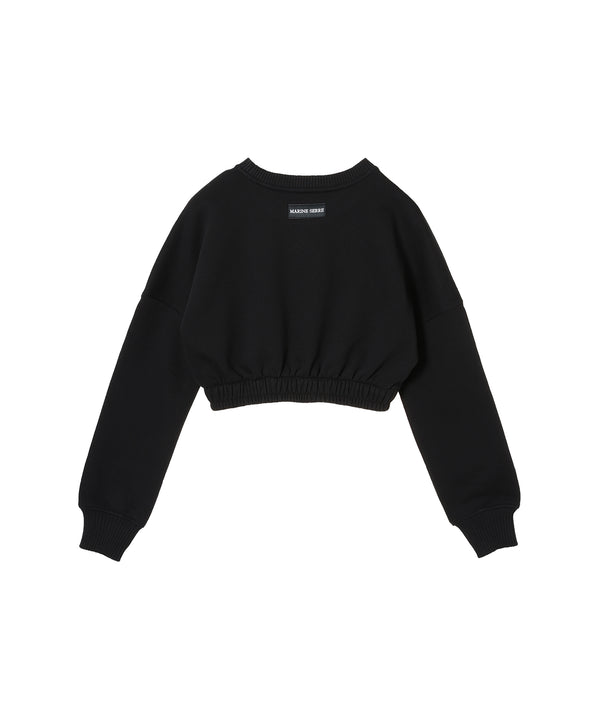 Organic Cotton Fleece Cropped Sweater-Marine Serre-Forget-me-nots Online Store