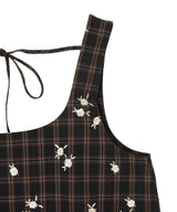 Yarn Dyed Check U-neck Mini Dress
