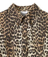 Printed Stretch Cotton Peplum Shirt-GANNI-Forget-me-nots Online Store