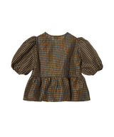 Crinkled Taffeta Check Peplum