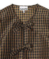 Crinkled Taffeta Check Peplum