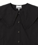 Stretch Cotton Peter Pan Collar Shirt-GANNI-Forget-me-nots Online Store
