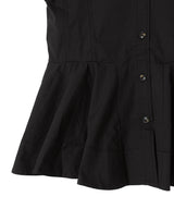 Stretch Cotton Peter Pan Collar Shirt-GANNI-Forget-me-nots Online Store