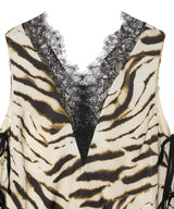 Printed Stretch Satin V-Neck L