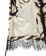 Printed Stretch Satin V-Neck L