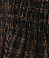 Yarn Dyed Check Smocked Tie String Top