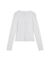 Compact Pointelle Rib Jersey Ls Button Top-GANNI-Forget-me-nots Online Store