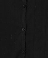 Compact Pointelle Rib Jersey Ls Button Top-GANNI-Forget-me-nots Online Store