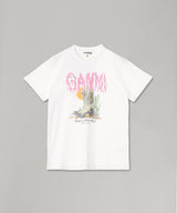 Basic Cotton Jersey T-Shirt Boots Print-GANNI-Forget-me-nots Online Store