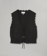 Cotton Cashmere Crochet Applique Vest-GANNI-Forget-me-nots Online Store