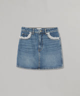 Rigid Denim Lace Mini Skirt