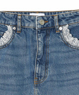Rigid Denim Lace Mini Skirt