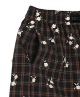 Yarn-Dyed Check Floral Shorts