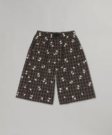 Yarn-Dyed Check Floral Shorts