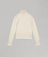 Merino Turtleneck W/Lace Detail