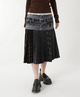 Double Belt Printed Accordion Pleats Skirt-Andersson Bell-Forget-me-nots Online Store