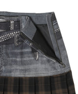 Double Belt Printed Mini Skirt