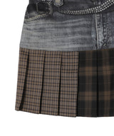 Double Belt Printed Mini Skirt