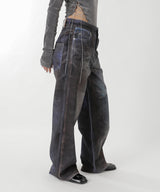 Unisex Illusion Patchwork Trompe L'oeil Jeans-Andersson Bell-Forget-me-nots Online Store