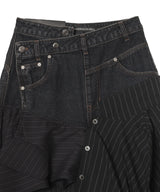 Reworked Denim Panel Wrap Skirt
