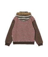 Unisex Stripe Patchwork Fleece Hoodie Zip-Up