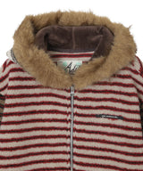 Unisex Stripe Patchwork Fleece Hoodie Zip-Up