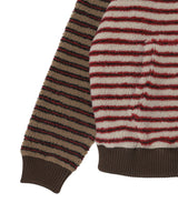 Unisex Stripe Patchwork Fleece Hoodie Zip-Up