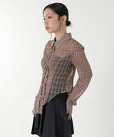 Asymmetric Studded Mesh Shirt