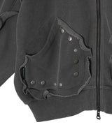 Raw-Cut Studded Zip-Up Hoodie