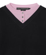 Layered Shirt Cuff Knit Top-Andersson Bell-Forget-me-nots Online Store