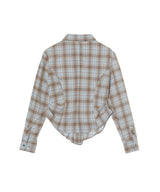 Check Draped Waist Shirt