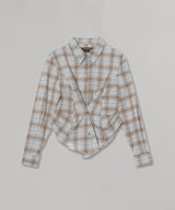Check Draped Waist Shirt