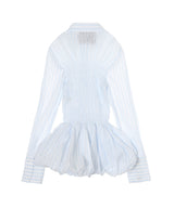 Striped Poplin Shirt With Bubble Hem-CONSTANCA ENTRUDO-Forget-me-nots Online Store