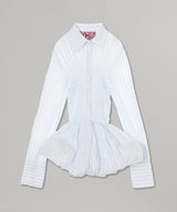 Striped Poplin Shirt With Bubble Hem-CONSTANCA ENTRUDO-Forget-me-nots Online Store