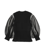 Fluted Lucent Puff Sleeve Cardigan-CFCL-Forget-me-nots Online Store