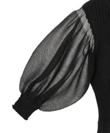 Fluted Lucent Puff Sleeve Cardigan-CFCL-Forget-me-nots Online Store