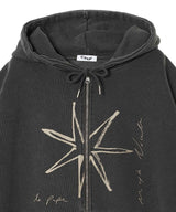 Mayte × Cycle Echo Star Washed Zip-Up Hoodie-Cycle by myob-Forget-me-nots Online Store
