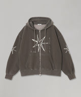 Mayte × Cycle Echo Star Washed Zip-Up Hoodie-Cycle by myob-Forget-me-nots Online Store