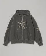 Mayte × Cycle Echo Star Washed Zip-Up Hoodie-Cycle by myob-Forget-me-nots Online Store