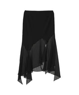 Long Draped Skirt Black-AVAVAV-Forget-me-nots Online Store