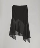 Long Draped Skirt Black-AVAVAV-Forget-me-nots Online Store