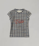 T-Shirt Checked Blue-AVAVAV-Forget-me-nots Online Store