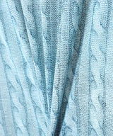 Turtleneck Top Printed Cable Knit Blue-AVAVAV-Forget-me-nots Online Store